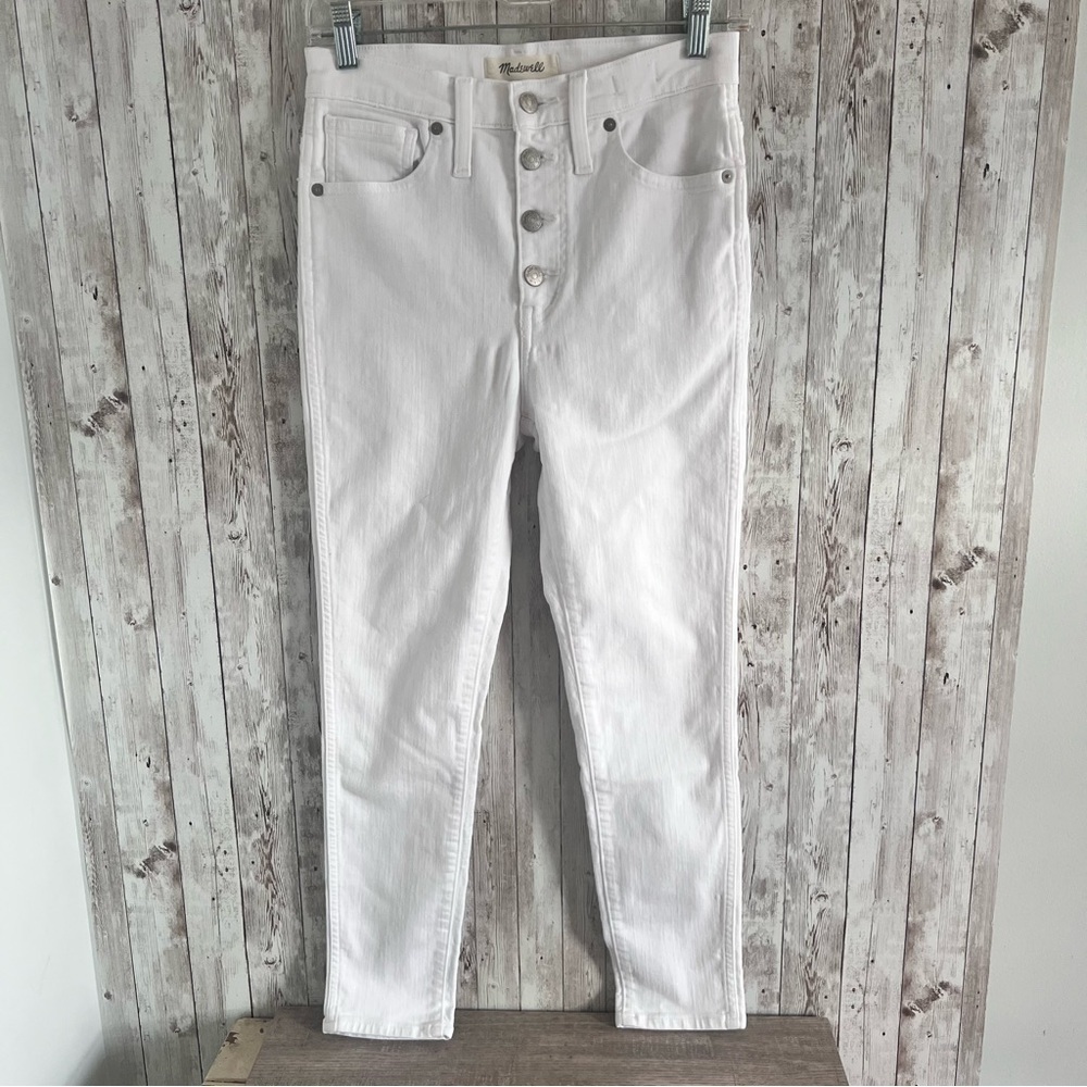 Madewell Women’s White Button Fly High Rise Skinny Crop Jeans Size 27